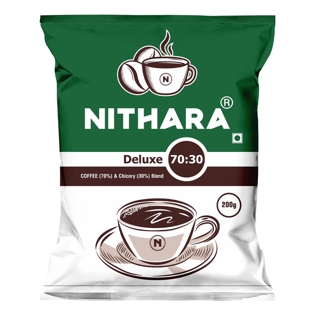 Nithara Deluxe - 70% Coffee, 30% Chicory Filter Coffee - 1kg (200g X 5 Packets) - Combo
