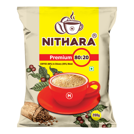 Nithara Premium | 80% Coffee, 20% Chicory Filter Coffee | 200g (Free Spoon) | 600g (Free Tumbler) | 1kg (Free Dabara Set)
