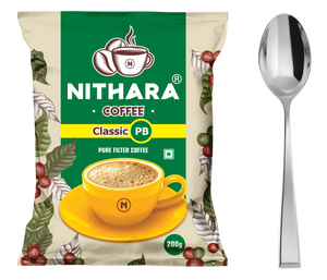 Nithara Classic Pb - Pure Coffee - 400g (200g X 2 Packets) Combo - Spoon Offer (2 Nos.)