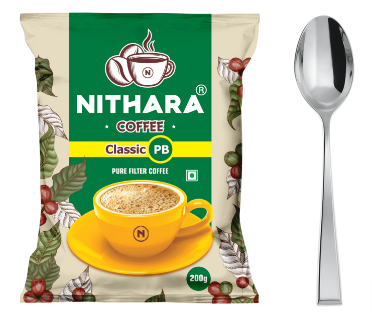 Nithara Classic Pb- Pure Coffee - 1kg (200g X 5 Packets) Combo - Spoon Offer (5 Nos.)