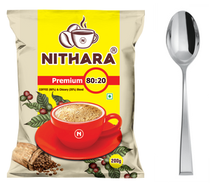 Nithara Premium - 80% Coffee, 20% Chicory Filter Coffee - 2kg (200g X 10 Packets) Combo - Spoon Offer (10 Nos.)